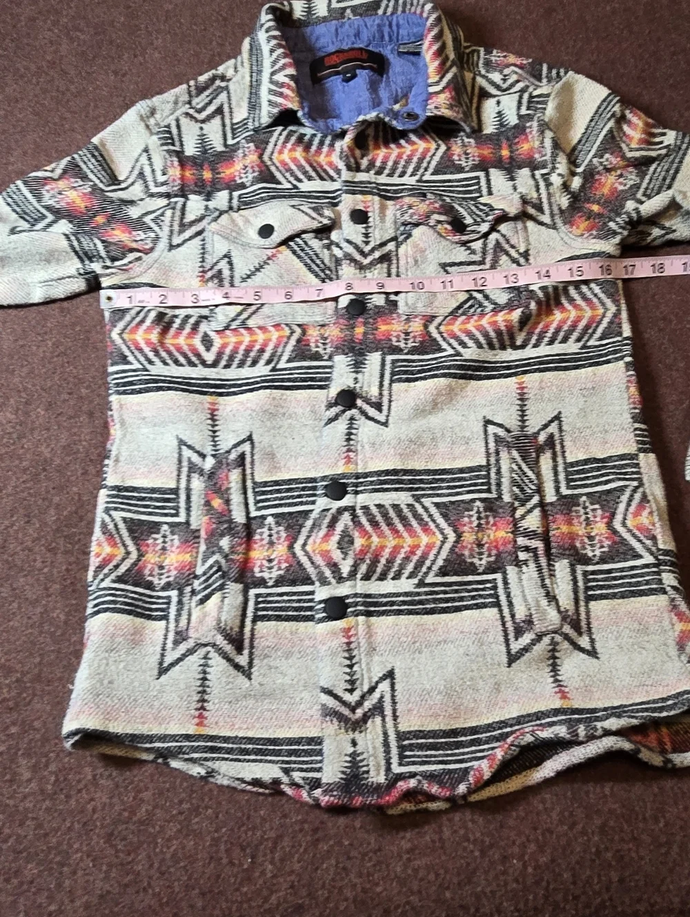 Rock & Roll Denim Men's Aztec Shirt Jacket Size Small Button Up